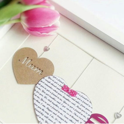 Personalised heart in frame, Gifts for Mums 3 hearts custom text print, Birthday gifts for her