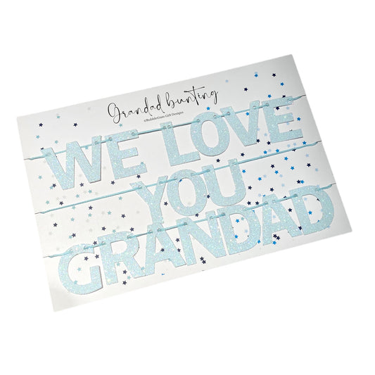 Grandchildren to Grandad I/We love you mini bunting sapphire blue or baby blue