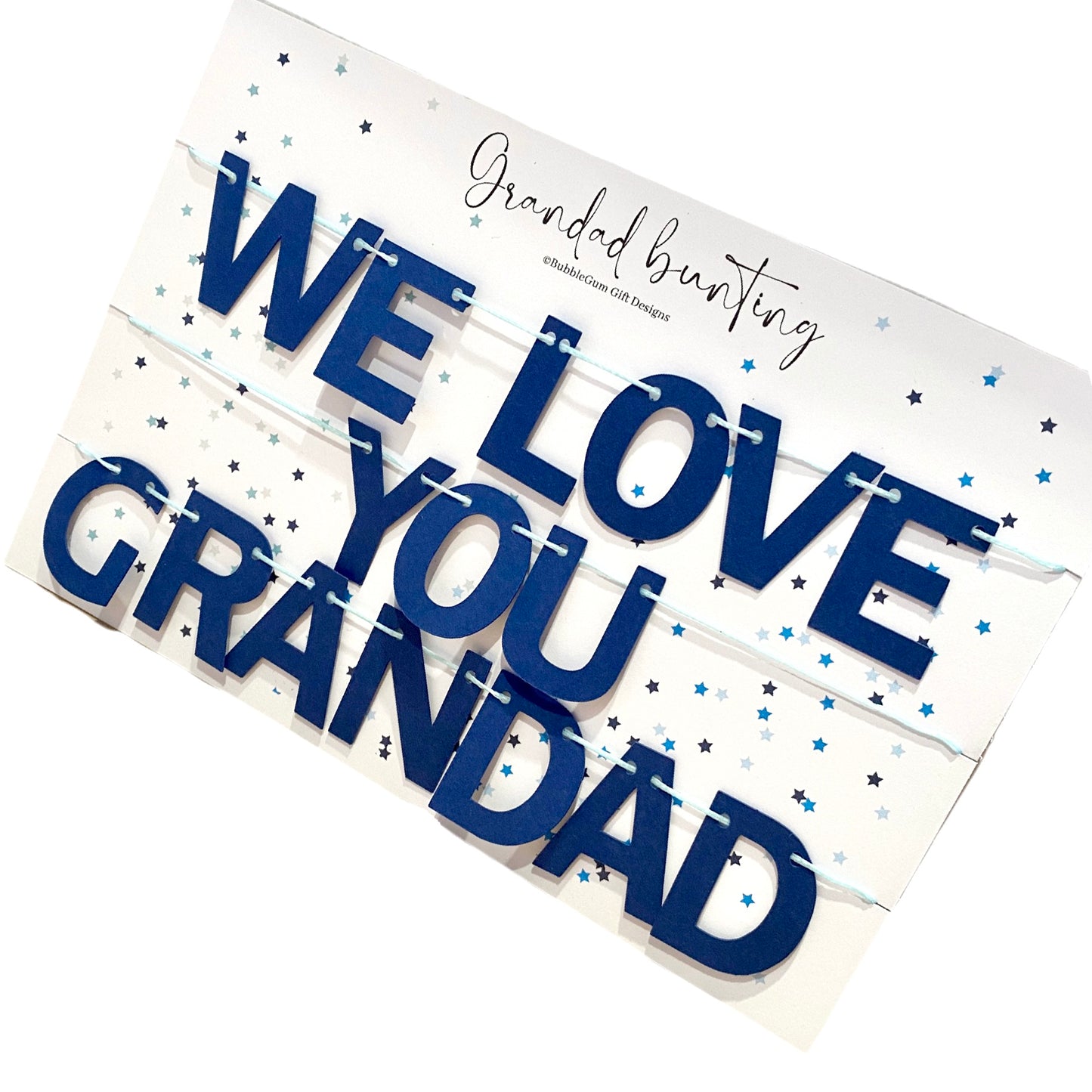 Grandchildren to Grandad I/We love you mini bunting sapphire blue or baby blue